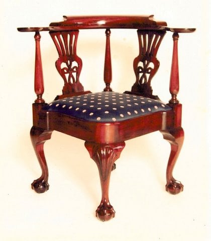 Mahogany Chippendale Corner Chair by Donald Bradley — view 1